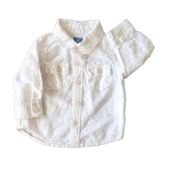 Baby Gap Boy's 6-12m Outfit White Top Khaki Brown Cargo Pants Safari 2 Piece Set - Picture 10 of 13